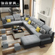 駿森沙發(fā)客廳家具組合U型簡(jiǎn)約現代大戶(hù)型轉角可拆洗布藝沙發(fā) 高雅灰【超柔植絨】 六件套【乳膠版帶地毯4小凳子】