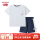 NEW BALANCE【涼感】童裝男女兒童夏透氣短袖短褲兩件套ND2SF3Z153淺灰色 140
