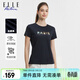 ELLE ACTIVE絲柔棉印花圓領(lǐng)短袖T恤女夏季抑菌精選時(shí)尚氣質(zhì)百搭透氣上衣女 字母-藏青色 2XL