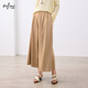 伊芙麗朱珠代言26垂感闊腿褲女夏季薄款八分裙褲顯瘦寬松休閑褲 卡其色 S 80-105斤
