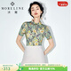 MORELINE沐蘭商場(chǎng)同款襯衣2022夏裝新款女士復古印花修身顯瘦百搭翻領(lǐng)襯衫 綠黃花 XL (160) 42/XL