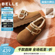 百麗（Belle）復古毛邊雪地靴女冬季新款商場(chǎng)款舒適毛毛鞋勃肯鞋E5N1DDM5 棕色-毛里 38