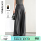 尚都比拉秋裝新款闊腿褲女颯美利落氣質(zhì)通勤OL帥氣御姐風(fēng)顯瘦褲子 碳灰色 M