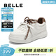 百麗（Belle）百搭小白板鞋女秋季商場(chǎng)同款厚底增高休閑鞋E1S1DCM5 白色/棕 38 (240mm)