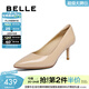 百麗（Belle）尖頭時(shí)尚優(yōu)雅單鞋氣質(zhì)顯瘦牛皮高跟鞋3O403AQ5預售 杏色 37