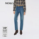 MO&Co.【C+系列】牛仔褲2025冬新品經(jīng)典靛藍高腰九分錐形褲M(mǎn)BE4JEN005 牛仔藍色 S 26