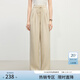 范思藍恩天絲亞麻直筒松緊腰休閑褲女2025年夏季新款山本褲子2333 卡其色 M