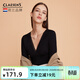 Claesen's秋冬季發(fā)熱保暖內衣女帶胸墊深V領(lǐng)長(cháng)袖秋衣內搭修身顯瘦打底上衣 松露黑 S