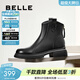 百麗（Belle）舒適瘦瘦休閑靴女冬季新款款商場(chǎng)同款羊皮復古靴B7E1DDD5 黑色-單里 38 (240mm)