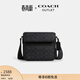 蔻馳（COACH）奧萊男士男包經(jīng)典標志SULLIVAN翻蓋斜挎包老花 QB/炭黑色/黑色