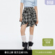 moussy 新品假美式辣妹風(fēng)假兩件格紋半身裙028ISA31-4121 025花紋黑色 S