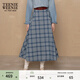 Teenie Weenie小熊半身裙女夏季格紋日系文藝風(fēng)時(shí)尚長(cháng)裙 藍色 S