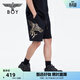 BOY LONDON潮牌休閑褲男女同款夏寬松高街黑金撞色休閑短褲N13902 黑色 L