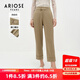艾諾絲雅詩(shī)ARIOSEYEARS春秋新品經(jīng)典垂墜九分直筒西裝褲腳口翻邊女10823025 蜜茶棕 S