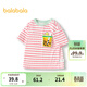 巴拉巴拉童裝男童T恤女童短袖兒童夏裝純棉條紋上衣卡通 紅白色調00461 120cm