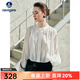 Navigare意大利小帆船時(shí)尚襯衫女士春夏季薄款氣質(zhì)圓領(lǐng)襯衣絲感通勤上衣 冰川白 S