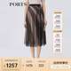 PORTS寶姿春夏新款女裝時(shí)尚印花半身裙百褶裙LM8S065KCP002 黑色 XS (2)