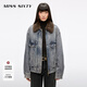 MISS SIXTY2025秋季新款牛仔外套女可拆卸毛領(lǐng)搖粒絨內膽寬松短款 復古藍 S