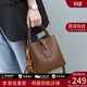 viney新款輕奢水桶包包女包牛皮斜挎包生日禮物送女友老婆 【咖啡色】高檔實(shí)用單肩包 品牌大容量休閑通勤手提包