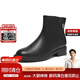 拔佳時(shí)裝靴女2024冬商場(chǎng)牛皮軟底短筒靴AKL56DD4 黑色-絨里 36