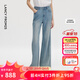朗姿毛須微喇牛仔褲設計感高腰時(shí)尚通勤百搭長(cháng)褲2026年夏季新款女 霧霾藍色 S