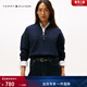 Tommy Hilfiger秋冬女裝美式潮流運動(dòng)休閑風(fēng)字母印花半拉鏈立領(lǐng)套頭衛衣 藏青色DW5 XS