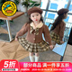 G.duck童裝女童套裝春秋季兒童衣服女寶寶春裝中小童學(xué)院風(fēng)jk裙子兩件套 深咖色 130 建議120-130cm7-8歲