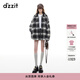 DZZIT【爆款補單】地素毛呢外套冬季格子呢復古Old School上衣女 黑色 常規 XS