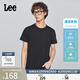 Lee商場(chǎng)同款標準版圓領(lǐng)貼布Logo男涼感短袖T恤休閑潮LMT010042200 黑色 2XL
