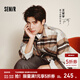 森馬（Semir）王安宇|商場(chǎng)同款|毛呢外套男冬格子襯衫2025新款復古港風(fēng)韓版上衣 咖色調00355 S
