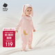 babycare寶寶連體衣純棉新生兒長(cháng)袖爬服哈衣滿(mǎn)月嬰兒衣服 薄紗粉  80cm