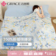 潔麗雅（Grace）A類(lèi)純棉全棉7A抗菌便攜式睡袋酒店隔臟床單被套 沁藍 180*210cm