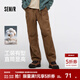 森馬（Semir）休閑褲男工裝褲寬松直筒褲子秋冬季戶(hù)外時(shí)尚純色長(cháng)褲純棉松緊腰 胡桃棕51002 XL