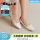 百麗（Belle）復古瑪麗珍鞋女款商場(chǎng)同款氣質(zhì)小方頭單鞋D8F1DAQ5 米色 37 (235mm)