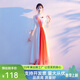 大合唱團演出服女氣質(zhì)長(cháng)裙愛(ài)國紅色中國風(fēng)紅歌舞蹈表演中式指揮服 紅色煙霧營(yíng) M