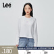 Lee標準版經(jīng)典圓領(lǐng)箔印Logo設計白色女長(cháng)袖T恤休閑潮LWT0108753RX 白色 XL
