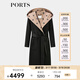 PORTS寶姿女裝秋季新款LOGO提花連帽羊毛大衣ALT9C009UZW022 黑色印花 M （6）