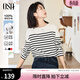 歐莎（OSA）知性通勤條紋長(cháng)袖T恤女2025秋新款法式寬松顯瘦內搭打底衫上衣 黑白條 L