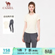 駱駝（CAMEL）速干短袖健身服女假兩件長(cháng)褲子運動(dòng)套裝 Y25BA4L0027 淡月黃 M
