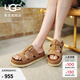 UGG夏季新款女士舒適炫金系列厚底露趾簡(jiǎn)約魔術(shù)貼休閑拖鞋1174090 CHE | 栗色 37