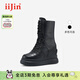 iiJin艾今2025新款11cm超輕厚底內增高高幫休閑鞋時(shí)裝靴女283HNA 黑色 37