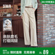 森馬（Semir）休閑褲女純棉打褶闊腿褲腰帶秋復古磨毛長(cháng)褲顯腿長(cháng)101524127005A