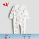 H&M童裝女?huà)雰和揖臃杭緢A領(lǐng)長(cháng)袖長(cháng)褲印花連體家居睡衣1238371 白色/泰迪熊 100cm 100/56 (2-3Y)