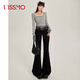 UISSMO牛仔褲女2026春夏新款美式辣妹微喇低腰寬松顯瘦彈力百搭闊腿褲子 黑色(長(cháng)褲) S