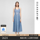 歌力思（ELLASSAY）2025夏季新款棉氣質(zhì)設計感蕾絲拼接牛仔吊帶連衣裙女EWE361N01900 牛仔藍 S