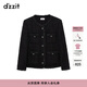 DZZIT地素粗花呢織帶外套春秋小香風(fēng)黑色珠片繡設計 黑色 XS