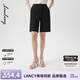 朗姿/LANCY夏季新款黑色顯瘦女士直筒三醋酸西裝褲子短款通勤 黑色 XL