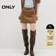 ONLY2025夏季新款A字麂皮絨感解構剪裁短裙半身裙女|12536S007 E12牛皮帶色 XL