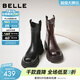 百麗（Belle）復古彈力靴女冬季新款商場(chǎng)款粗跟增高顯瘦彈力短靴E5E1DDZ5 黑色 37