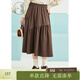 紫涵不規則拼接半身長(cháng)裙女冬季復古森系百搭文藝時(shí)尚顯瘦 咖色 M